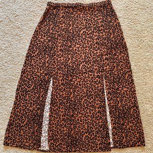 American Eagle Leopard Midi Skirt